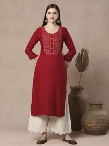 FASHOR Women Floral Embroidered Thread Work Kurta