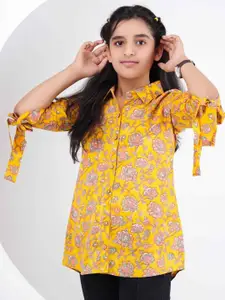 DMP FASHION Floral Print Cotton Shirt Style Top