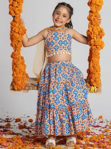 BAESD Girls Printed Shibori Ready to Wear Lehenga & Blouse With Dupatta