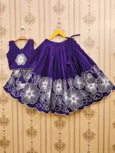 BAESD Girls Embroidered Thread Work Ready to Wear Lehenga With Blouse