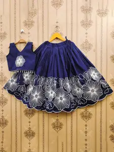 BAESD Girls Embroidered Thread Work Ready to Wear Lehenga With Blouse