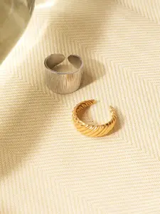 Niska Pack of 2 Silver & Gold-Plated Finger Rings