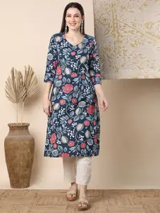 FASHOR Women Ethnic Motifs Printed Straight Pure Cotton Kurta