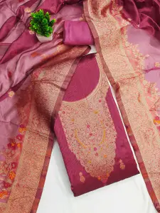 KALINI Floral Woven Design Zari Banarasi Jacquard Unstitched Dress Material