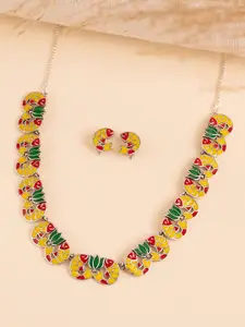 Voylla Madhubani Kamala Katha Oxidised Enamel Necklace Set