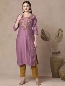 FASHOR Women Floral Embroidered Thread Work Kurta