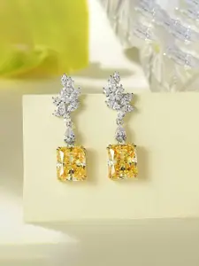 Jewels Galaxy Silver-Plated Artificial Stones Contemporary Drop Earrings