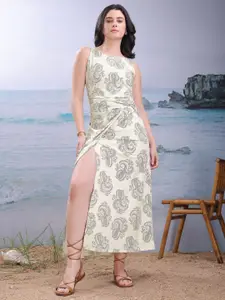 PURVAJA Women Floral Printed Off White Dress