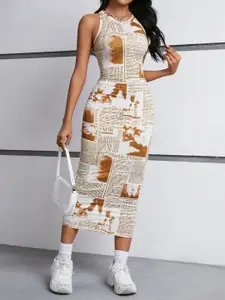 BAESD Women Printed Bodycon Midi Dress