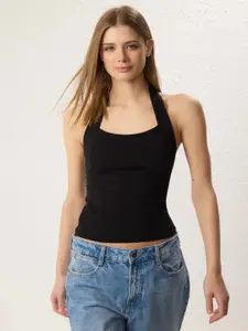 Trendyol Halter Neck Cotton Fitted Crop Top