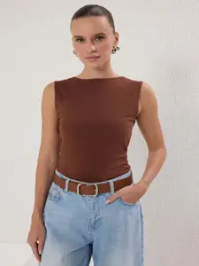 Trendyol Women Solid Boat Neck Tank Top