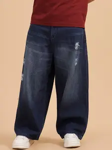 WROGN Men Comfort Mid-Rise Low Distress Light Fade Pure Cotton Jeans