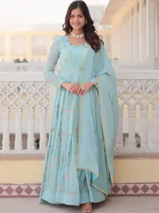 Kedar Fab Women Ethnic Motifs Embroidered Fit and Flare Maxi Ethnic Dresses