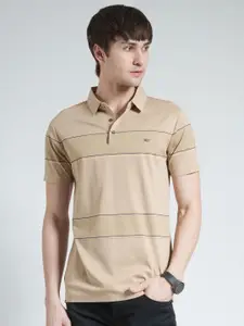 Monte Carlo Men Striped Embroidered Polo Collar Slim Fit Regular T-shirt