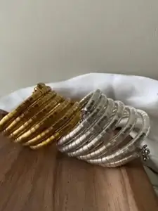 Sangria Set Of 2 Gold & Silver-Plated Spiral Bangles