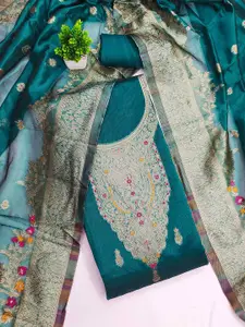 KALINI Floral Woven Design Zari Banarasi Jacquard Unstitched Dress Material