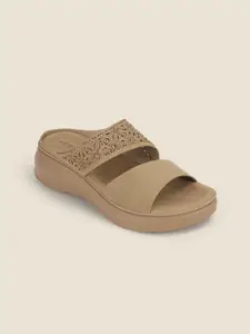 Metro Women Textured Comfort Sandals with Laser Cuts