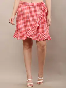 Moda Rapido Checked Flared Mini Skirt