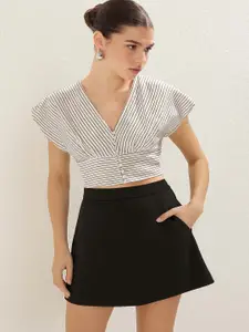 Trendyol Striped V-Neck Shirt Style Top