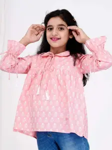 DMP FASHION Girls Ethnic Motifsl Print Cotton Tie-Up A-Line Top