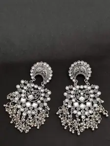 Sangria Artificial Stone Studded And Beads Beaded Crescent Shaped Chandbalis