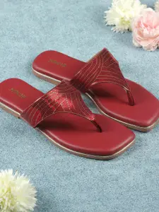 Mochi Women Printed Open Toe Flats