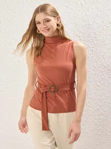 Trendyol Women Ribbed High Neck Fitted Top