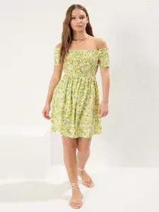Trendyol Floral Print Off-Shoulder Fit & Flare Dress