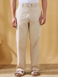 Dennis Lingo Men Striped Straight Fit Chinos Trousers