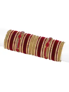 RIJOLI Set Of 64 Gold-Plated Stone-Studded & Beaded Bangles