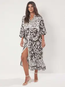 Trendyol Women Abstract Print A-Line Midi Dress