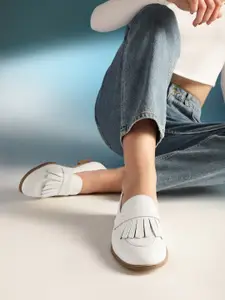 Nautica Women Leather Loafers With Fringe Detail