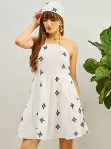 Pink Paprika by SASSAFRAS Women Floral Embroidered Cotton Fit & Flare Dress