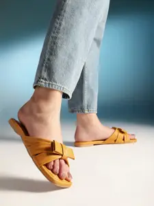 Nautica Women Open Toe Flats With Bow Detail