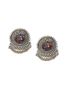Sangria Artificial Stone Studded & Beads Beaded Circular Shape Studs