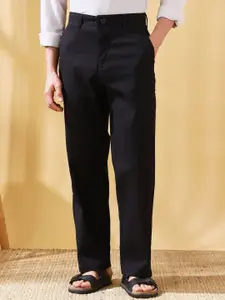 Dennis Lingo Men Striped Straight Fit Chinos Trousers