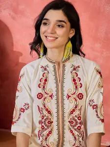 Sangria Embroidered Top & Straight Trousers Co-Ord Set