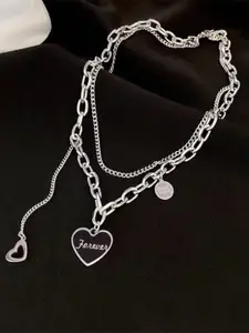 FIMBUL Engraved Forever Charm Heart Shaped Pendant Statement Layered Chain