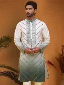 Jompers Geometric Printed Chikankari Straight Kurta