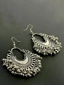 Sangria Artificial Beaded Crescent Shaped Drop Earrings