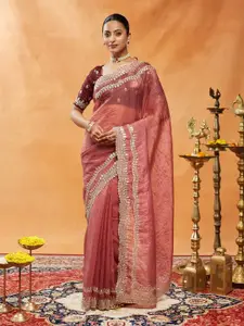 kasee Floral Embroidered Organza Saree