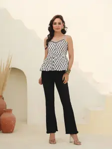 Rain & Rainbow Women Floral Printed Shoulder Straps Top