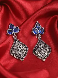 Sangria Artificial Stone Studded Marigold Drop Earrings