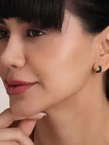 PALMONAS 925 Sterling Silver Gold-Plated Contemporary Cubic Zirconia Studs Earrings