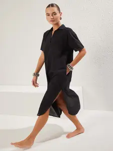 Trendyol Solid Shirt Midi Dress