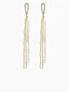 Celestique  Korean Gold-Plated Pearls Beaded Contemporary Drop Earrings
