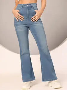 DOLCE CRUDO Women Bootcut High-Rise Heavy Fade Stretchable Jeans