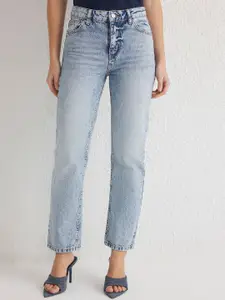 Trendyol Women Cotton Mid-Rise Heavy Fade Regular Fit Cropped Jeans