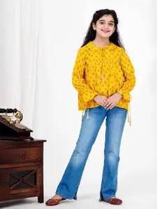 DMP FASHION Kids-Girls Geometric Print Cotton Bardot Top