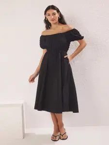 Trendyol Women Off-Shoulder Fit & Flare Midi Dress